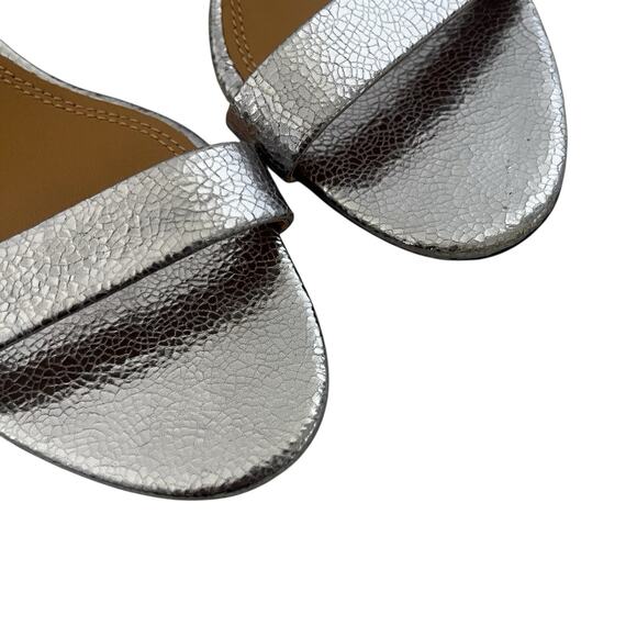Tory Burch Elana Leather Sandals Kitten Heel Ankle strap Silver Sz 9 preppy chic - Picture 7 of 12